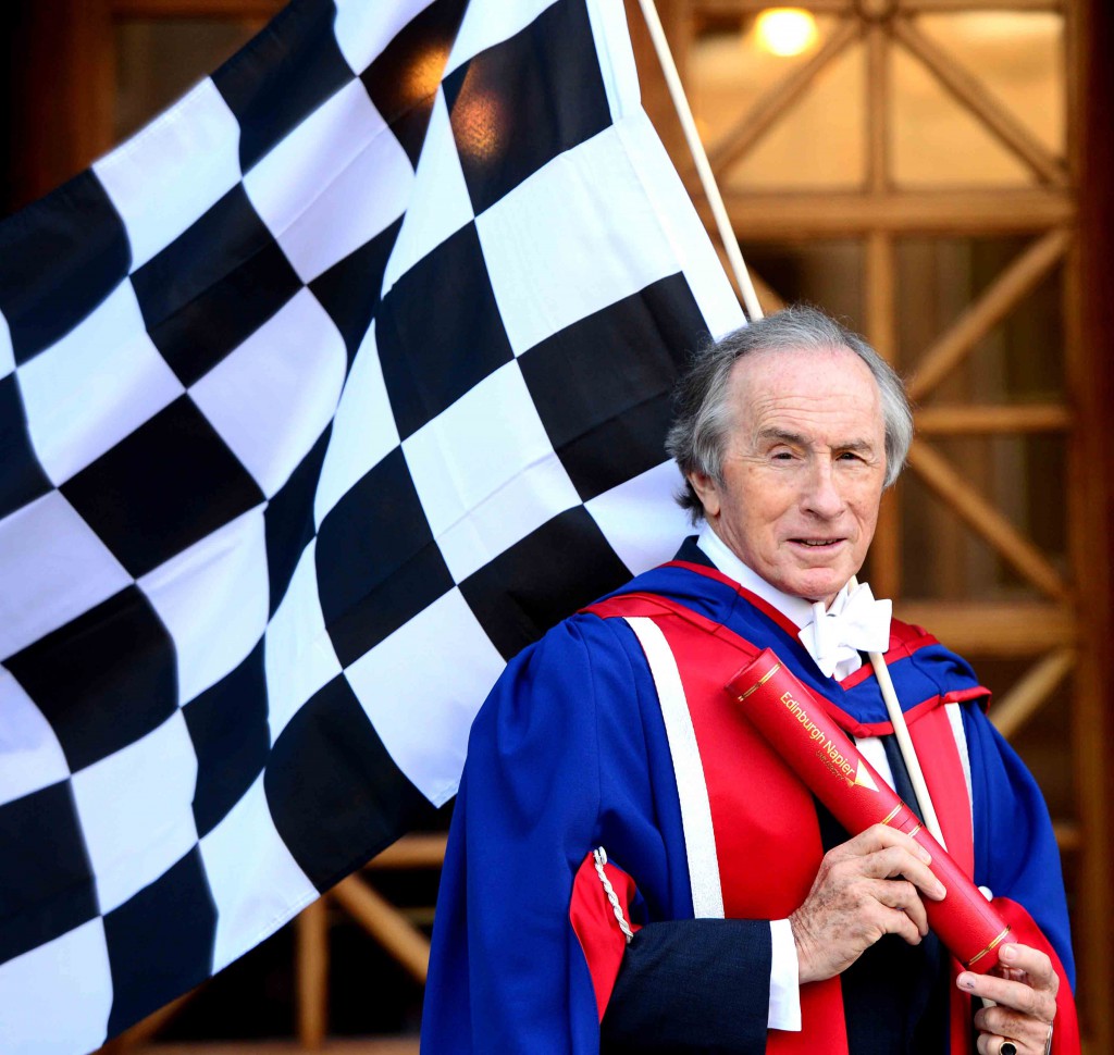 Sir Jackie Stewart recieved an honorary degree from Edinburgh Napier University at Usher Hall in Edinburgh last year