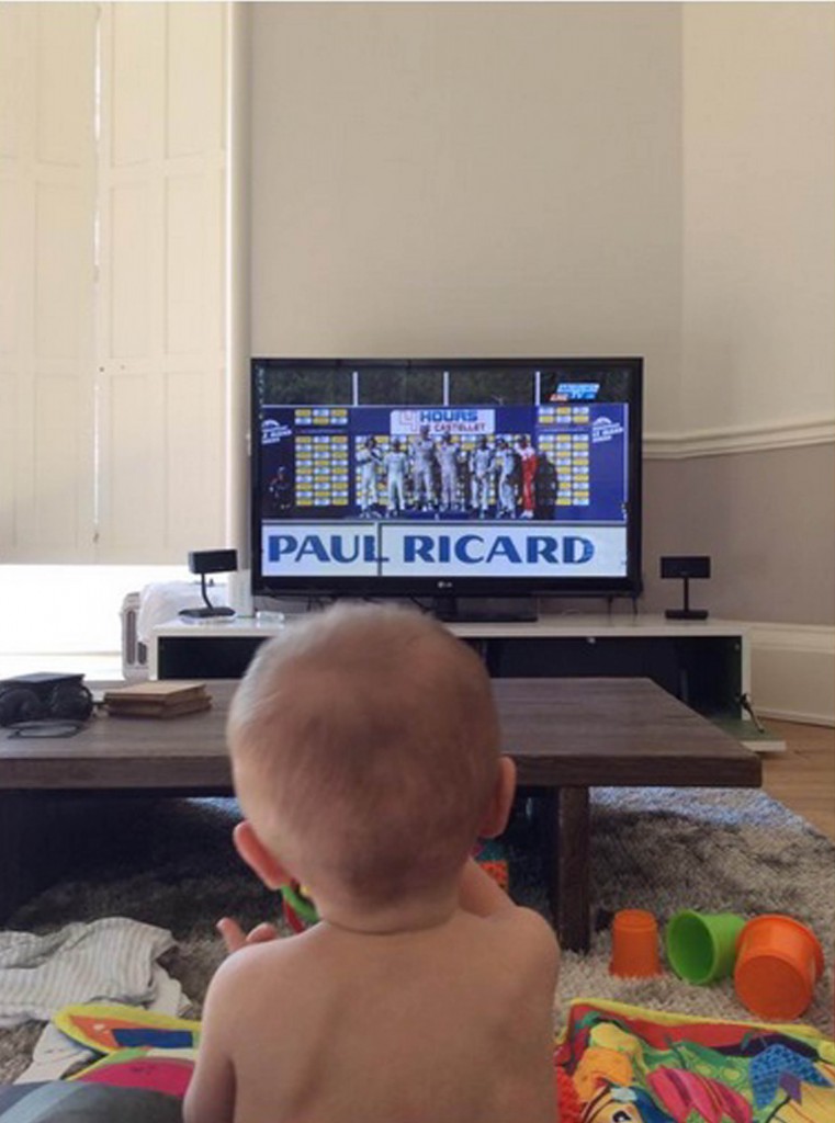 Callum was recently pictured watching his dad on TV 