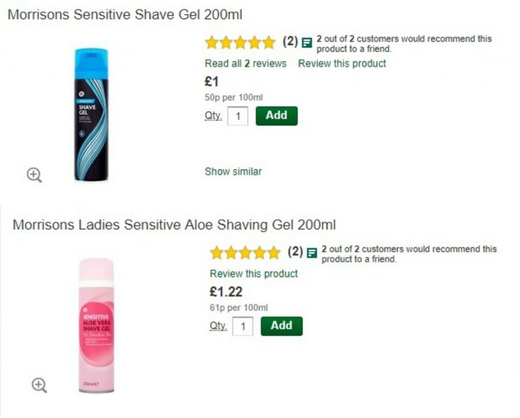 Morrisons accused of sexist pricing over ladies' shaving gel that costs ...