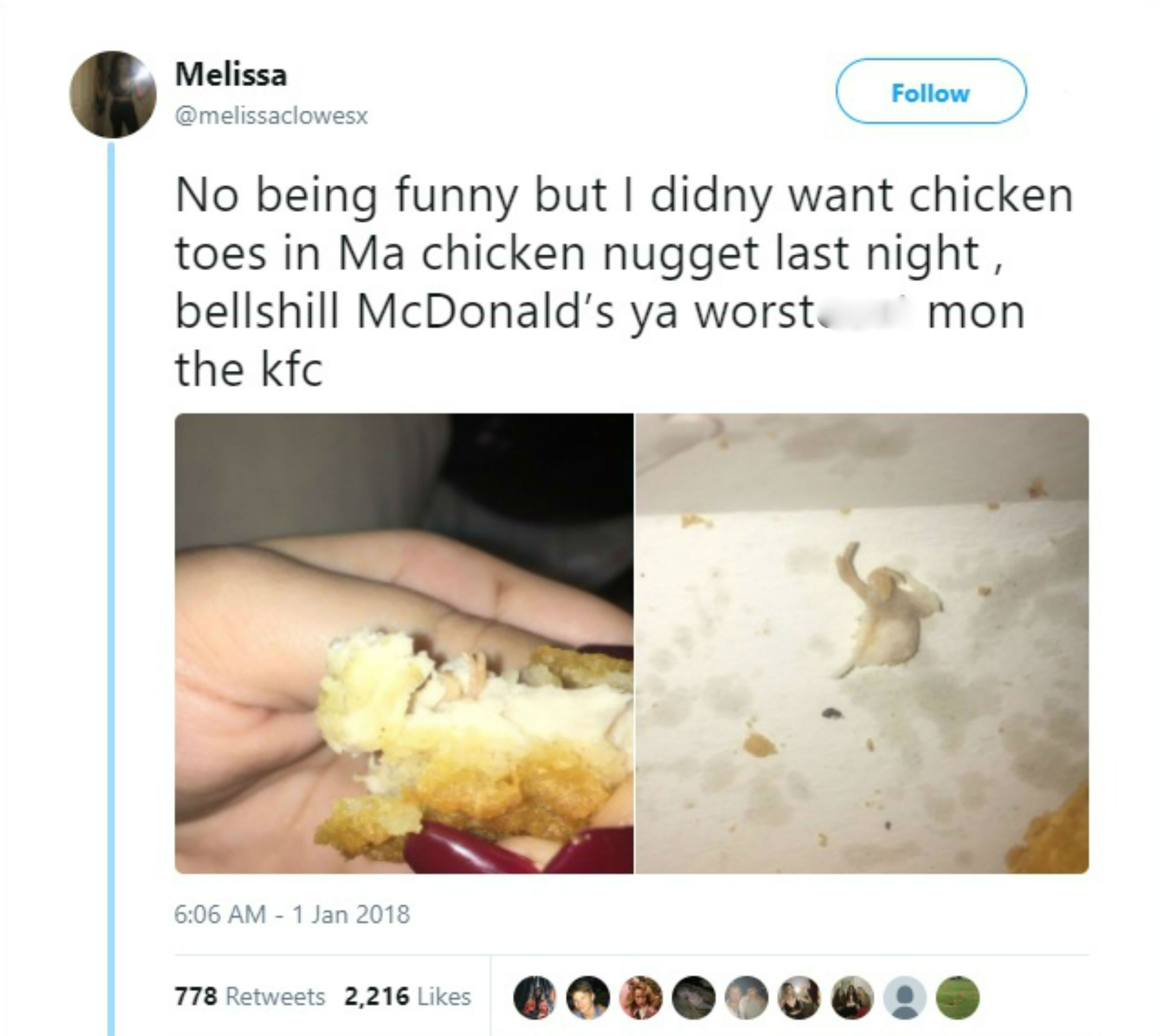 Mcdonald S Apologise After Customer Finds Toe Like Object In Her Mcnugget Deadline News