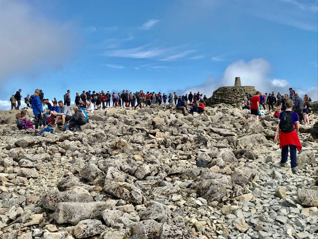 Hikers were captured queuing at the top of Ben Nevis