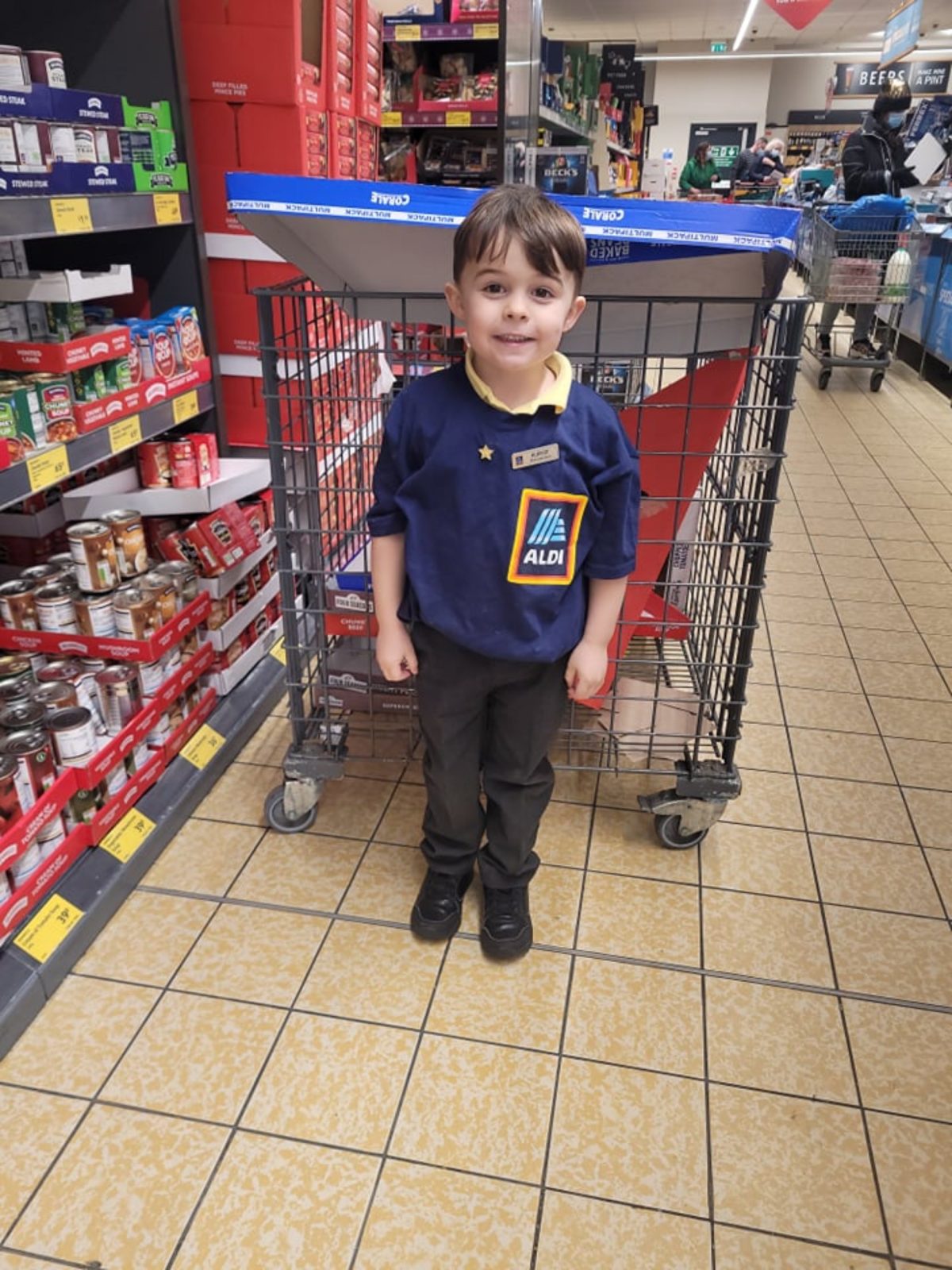 Aldi Store Get Five year old In For A shift And Even Give Him A Uniform