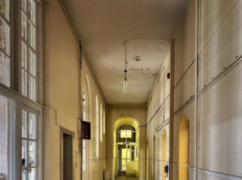 Corridor of abandoned hospital.