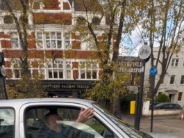 Ellie Askew being told cross the road by driver