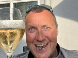 Wayne Mardle enjoying a cigar and glass of champagne