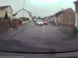 The dopey BMW driver swerved right into the path of the oncoming Peugeot.