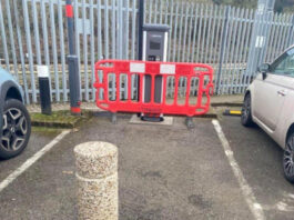 The vehicle charging point was completely blocked off.