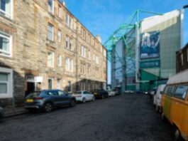 The flat on Albion Place looking onto Hibernian's Easter Road stadium