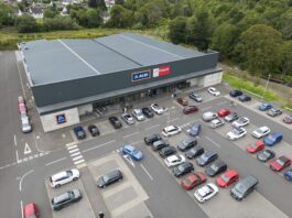 View above Paton's Mill retail park.