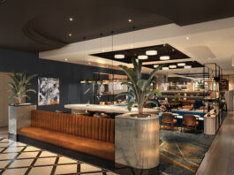 A picture of the Lobby of the newly renovated Glasgow Marriot. Image supplied with release by Four Marketing.