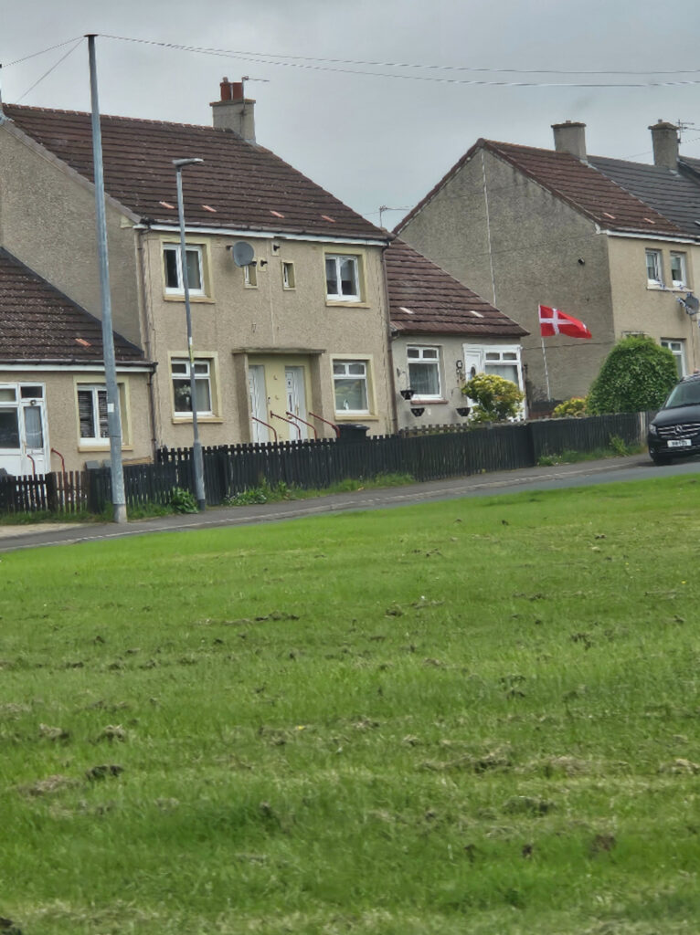The homeowner updates the flag with every England game.