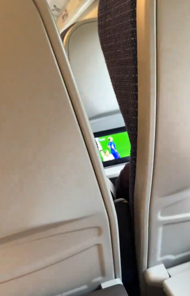 The passenger seemed to think he was watching the match.