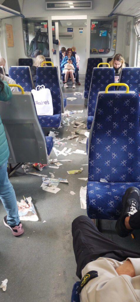 The festival goers left the train in a filthy state.