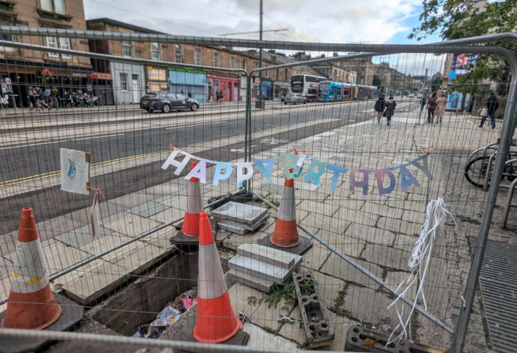 Locals left cards and decorations at the hole.