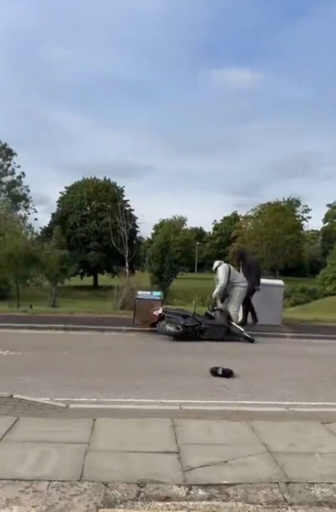 The uber eats rider was helpless to stop the thief.