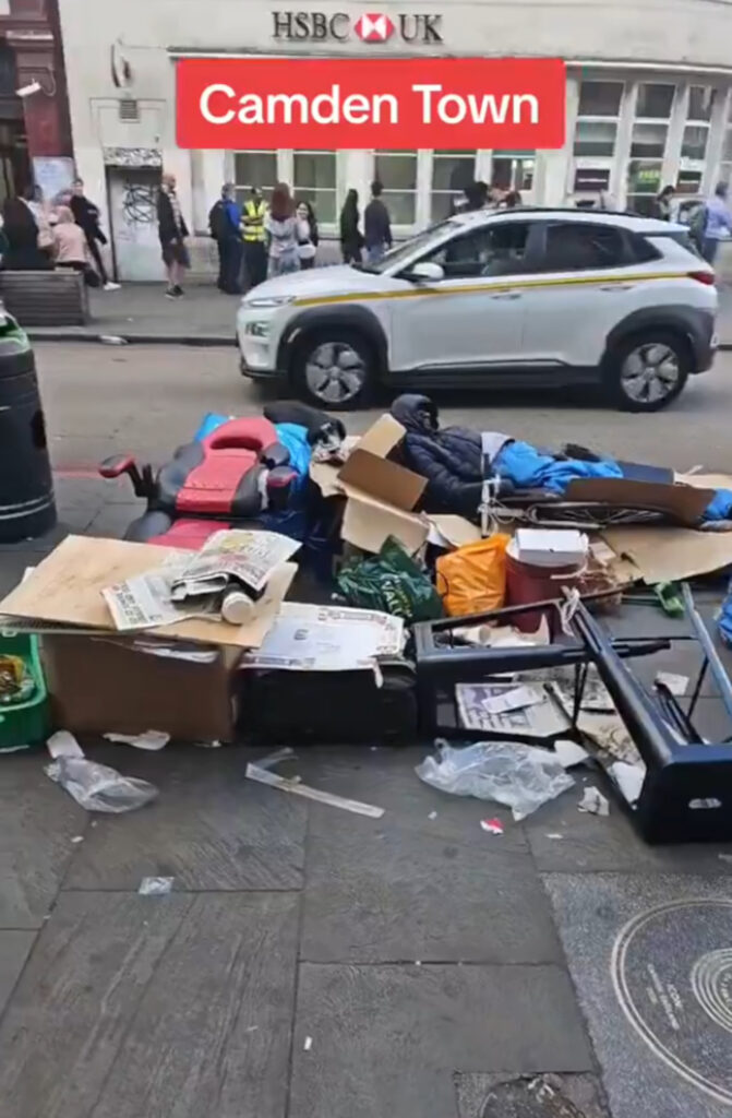 The busy central London street was left in an appalling state. 