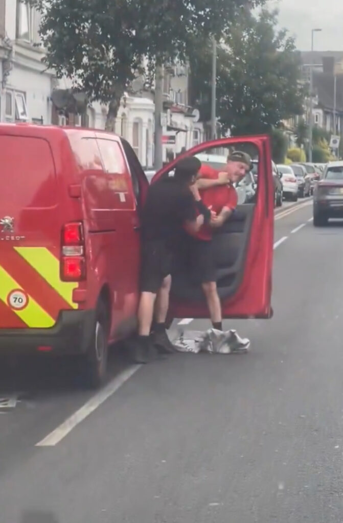 The postie was choked and battered by the motorist.