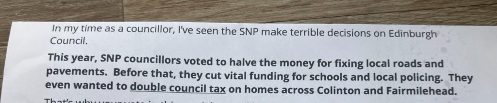 THE Scottish Liberal Democrats have been branded “shameless” for distributing inaccurate fliers in an Edinburgh ward slamming the city council.