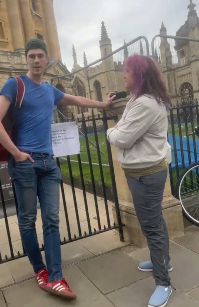 A CALLOUS British student left American tourists horrified after telling them, “F**k your dead dad” – allegedly just for getting in the way.