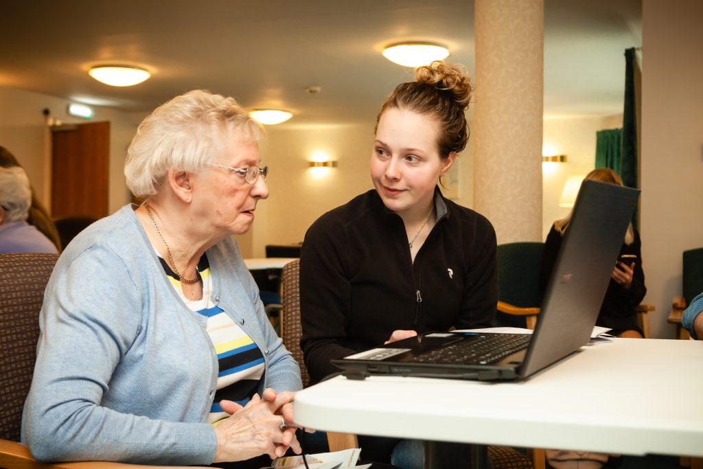 Tenant Ruby McLean and Volunteer Fleur Schepen at Bield Housing and Care, showcased by Scottish PR