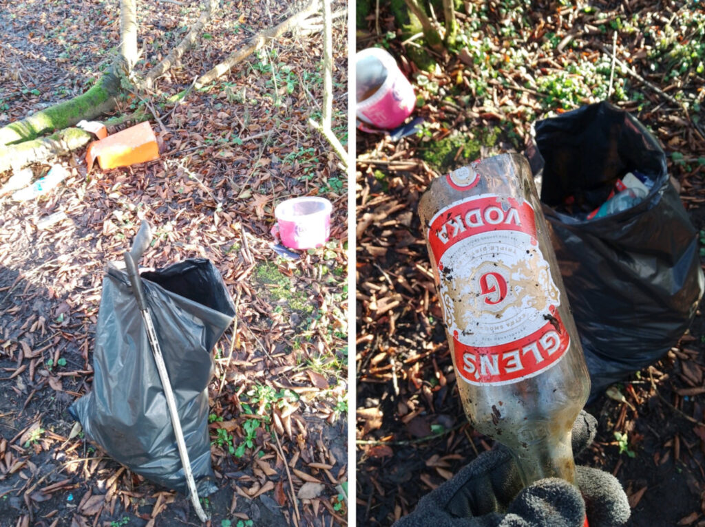 The litter picker discovered smashed bottles amongst the litter. (C) @EdinburghPicker/X