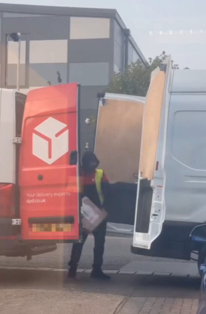 SHOCKING footage shows a pair of DPD drivers launching packages back and forth between delivery vans.