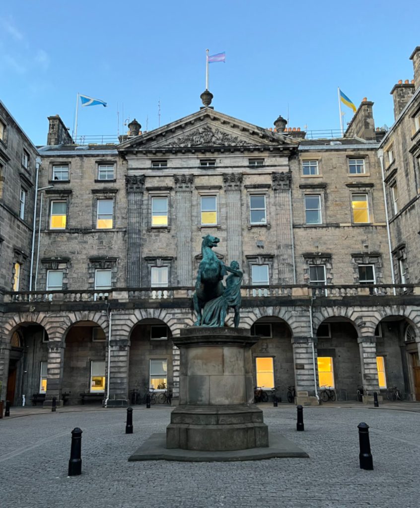 The trans flag flying over the city chambers. (C) Edinburgh City Council.