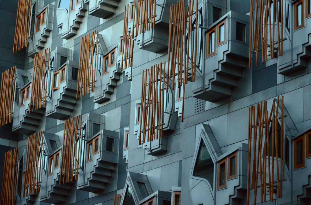 Exterior of Scottish Parliament Building. Photo by Chris Flexen on Unsplash.