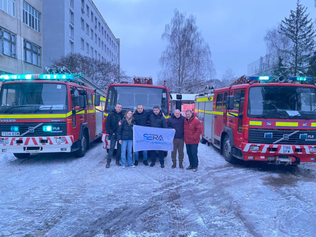 The SERA team delivering the fire engines in Ukraine.