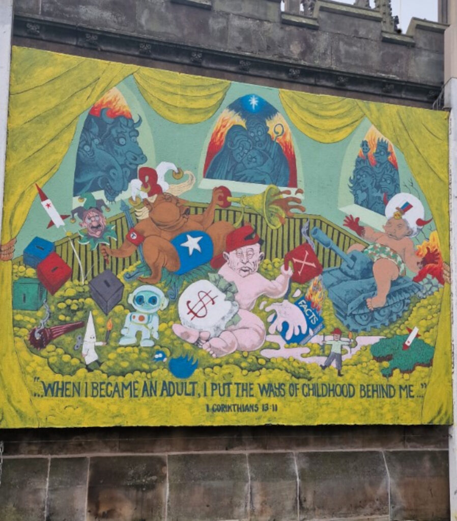 The new mural outside St John's Episcopal Church. (C) Tituscando/X