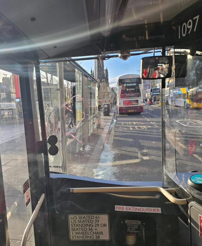 The bus stop was left completely destroyed. (C) Facebook.