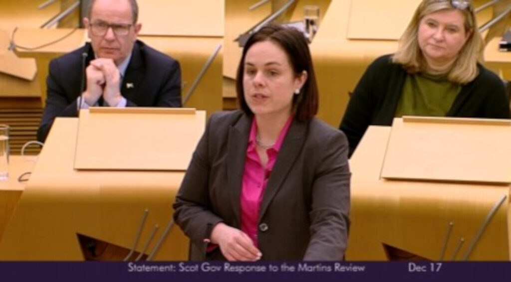 Kate Forbes addressing the review in the Scottish Parliament. (C) The Scottish Parliament.