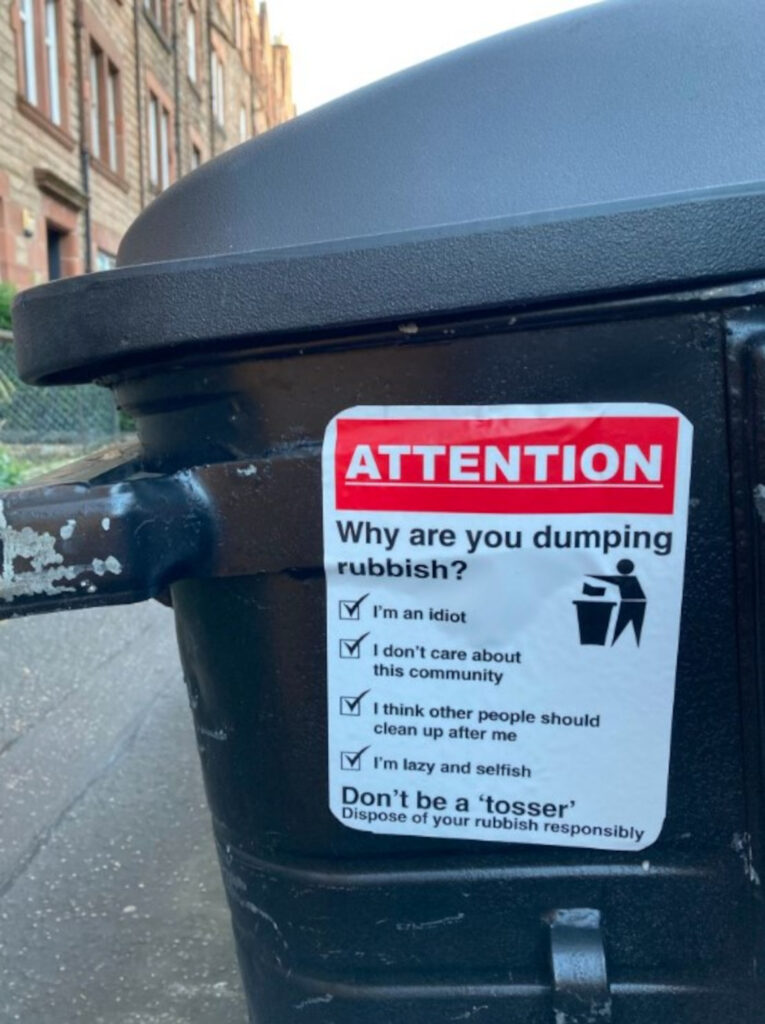 The sticker on the side of a Polwarth bin (C) srd/Bluesky