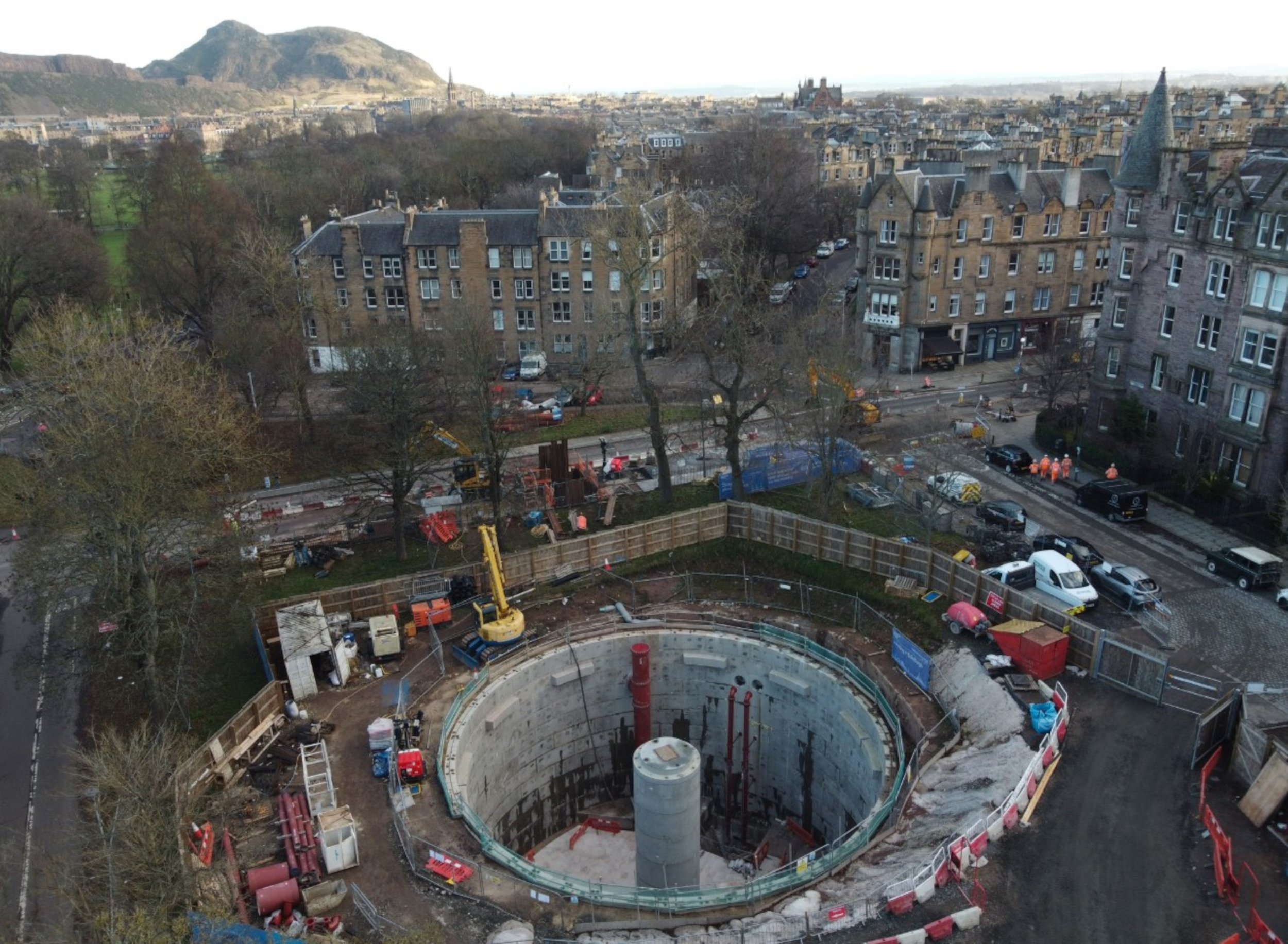 A drone captures the storm tank on Marchmont Road (C) Scottish Water