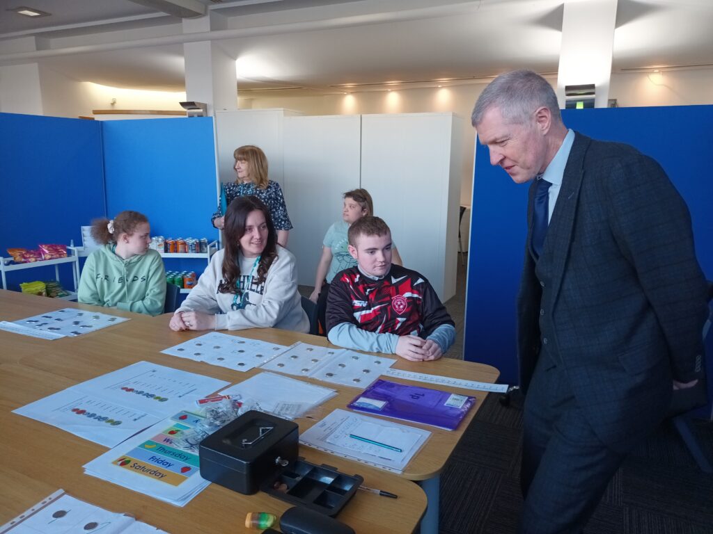 Willie Rennie with students