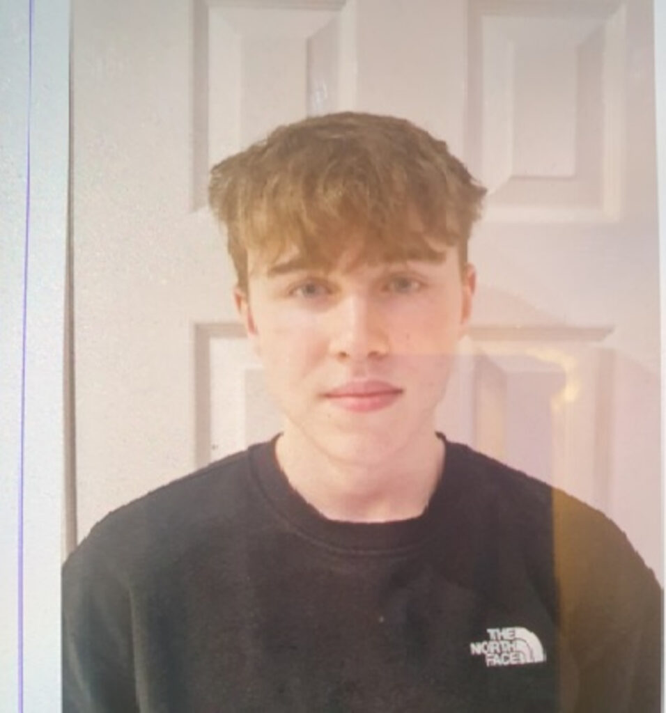 A photo of missing 16-year-old Kyle McDonald wearing a black North Face jumper.