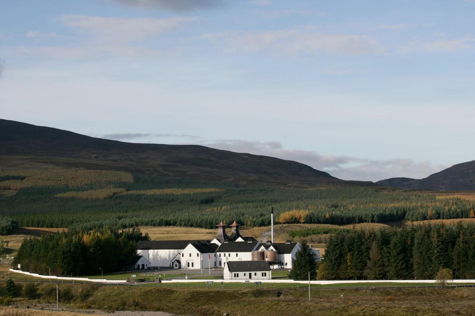 An exterior shot of Dalwhinnie distillery.