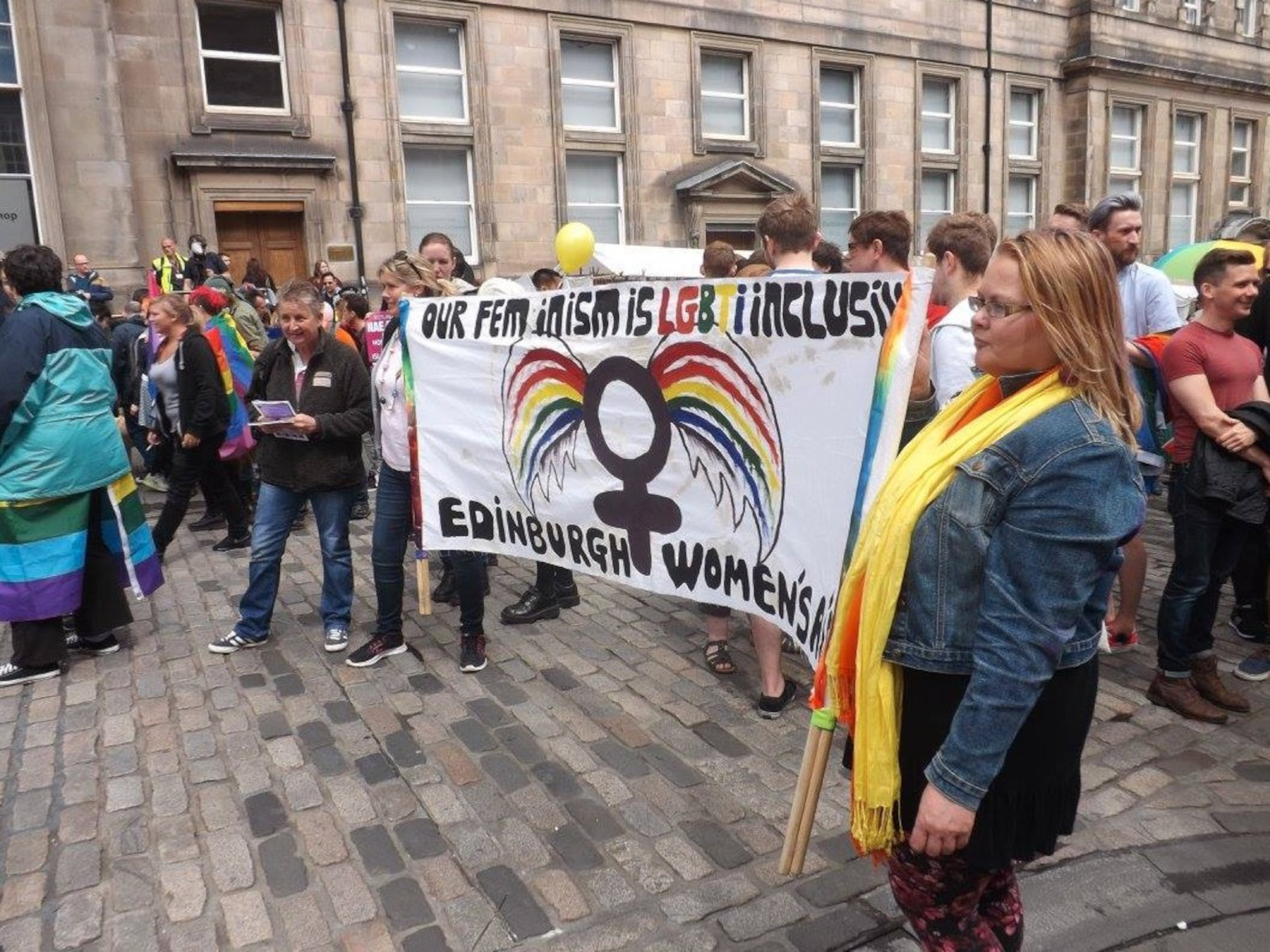 Edinburgh Women's Aid marching for LGBT+ rights in 2016 (C) Scottish Trans/Facebook