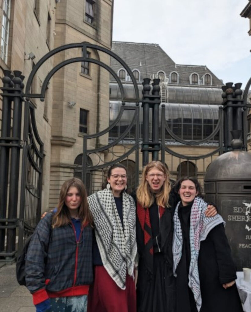 Four of the This is Rigged activists outside Edinburgh Sheriff Court last week. (C) @thisis.rigged/Instagram